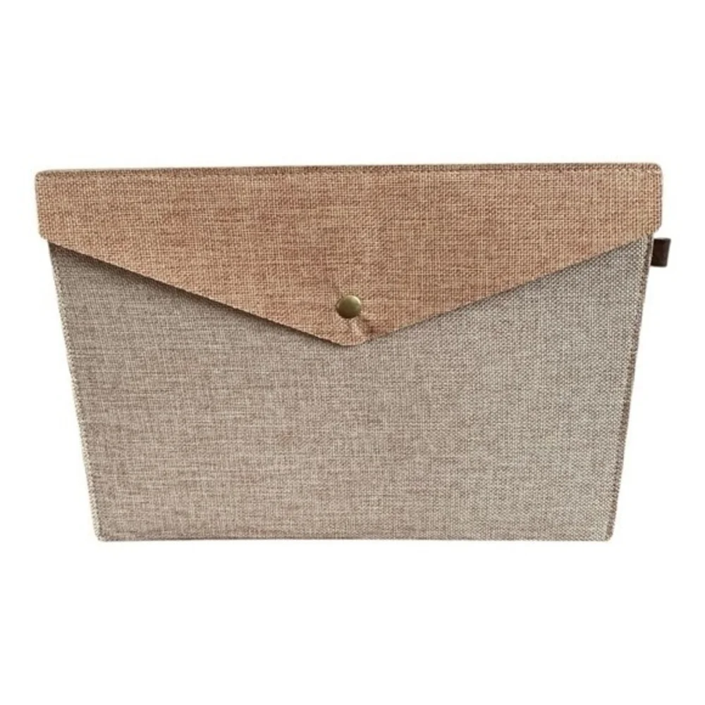 Canvas Laptop Briefcase Document Bag Grey Beige Unisex 13x9 NWOT
